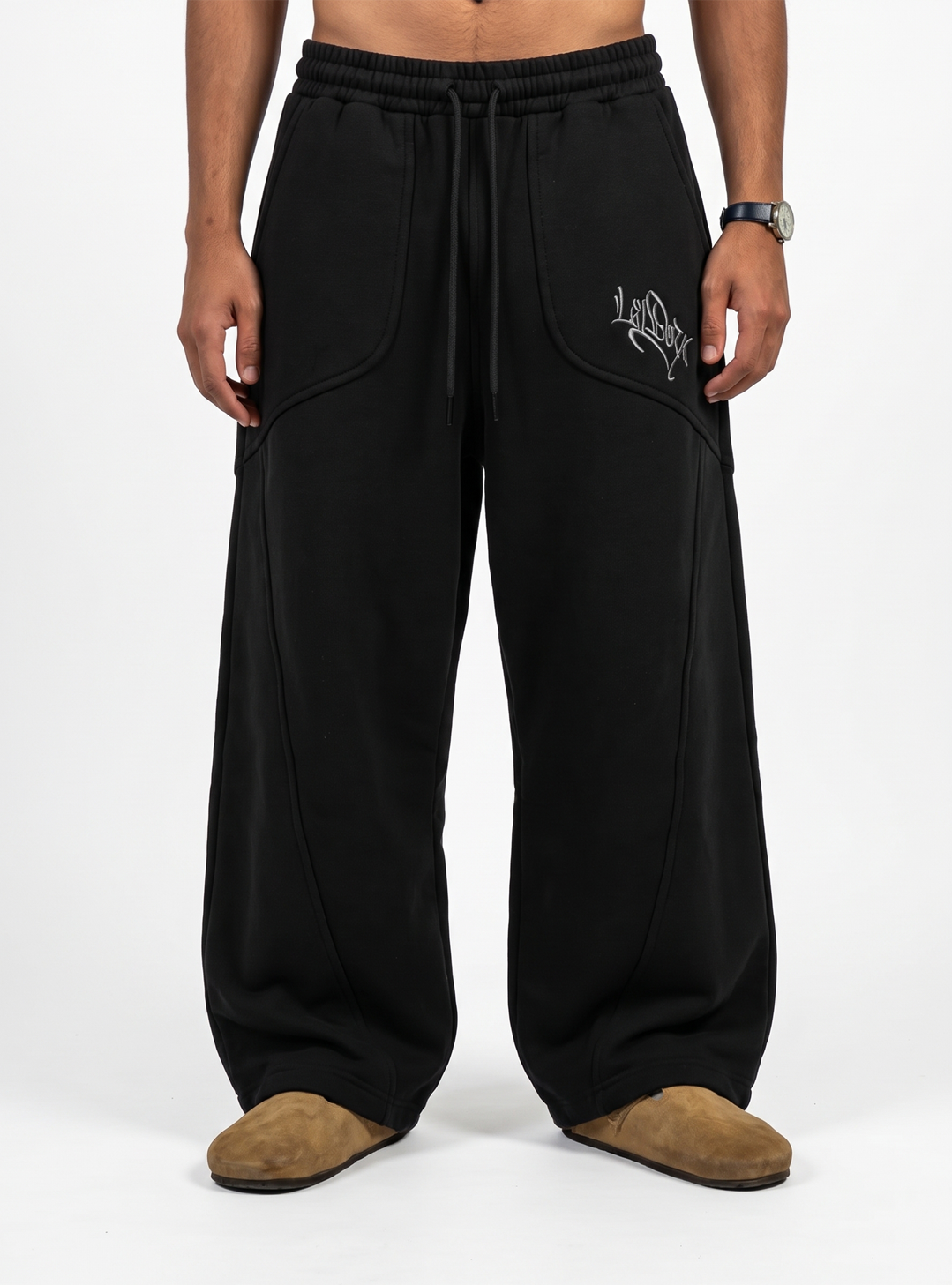 Sweatpants Wide Tapered Fit - Black